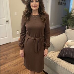 Joe Fresh Brown Long Sleeve Dress